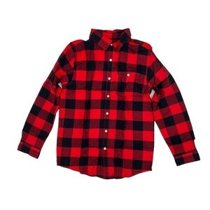 NWT Cat & Jack Red Black Buffalo Plaid Flannel Shirt Size XXL Husky (18) Boys